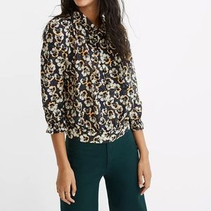 Madewell Tie-Neck Top in Viola Floral
